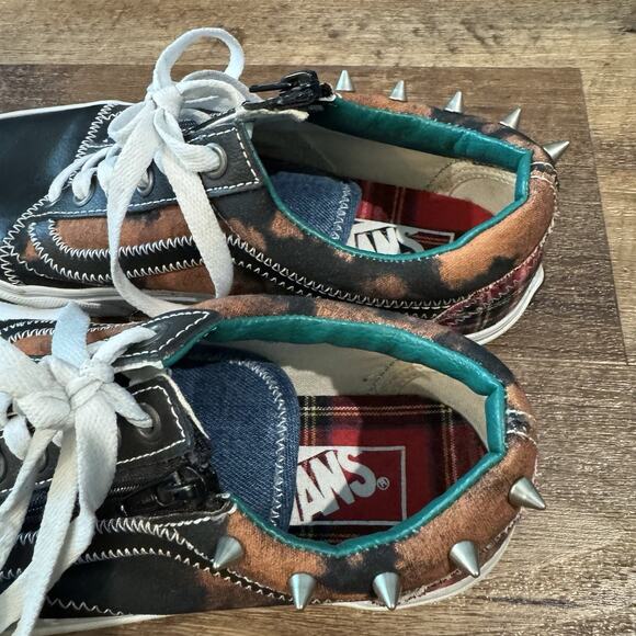 Vans Zip Up Shoes Old Skool Tartan Daze Punk Skate Spiked Plaid M 6 W 7.5 - Picture 6 of 16